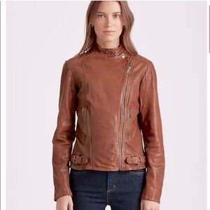 Ralph Lauren burgundy leather moto jacket -EUC - size 2